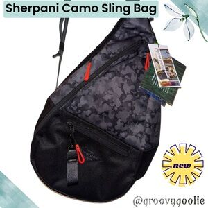 NEW! Sherpani Black and Gray Camo Sling Bag